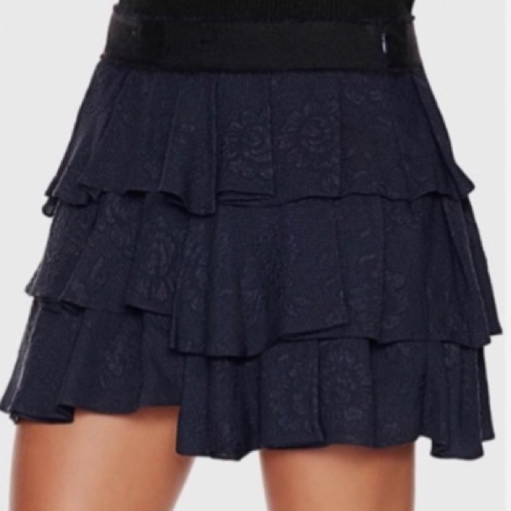 Derek Lam 10 Crosby silk jacquard mini skirt, navy blue, size 4